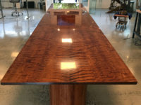 Fiddleback Redwood stand-up conference table