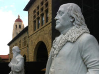 Sculptures of Ben Franklin and Johann Gutenberg